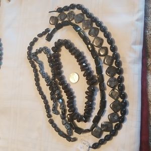 6 strings of various black gemstones, most are 16", a couple just a little short